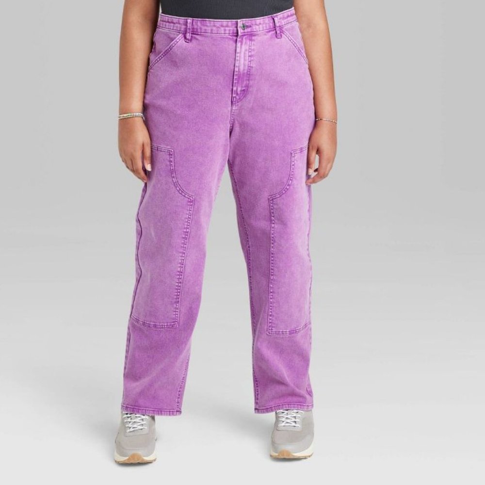 Women's Super-High Rise Utility Straight Jeans - Wild Fable™ Purple